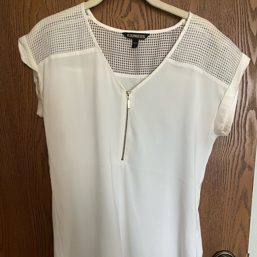 Express White Asymmetrical Cap Sleeve Blouse